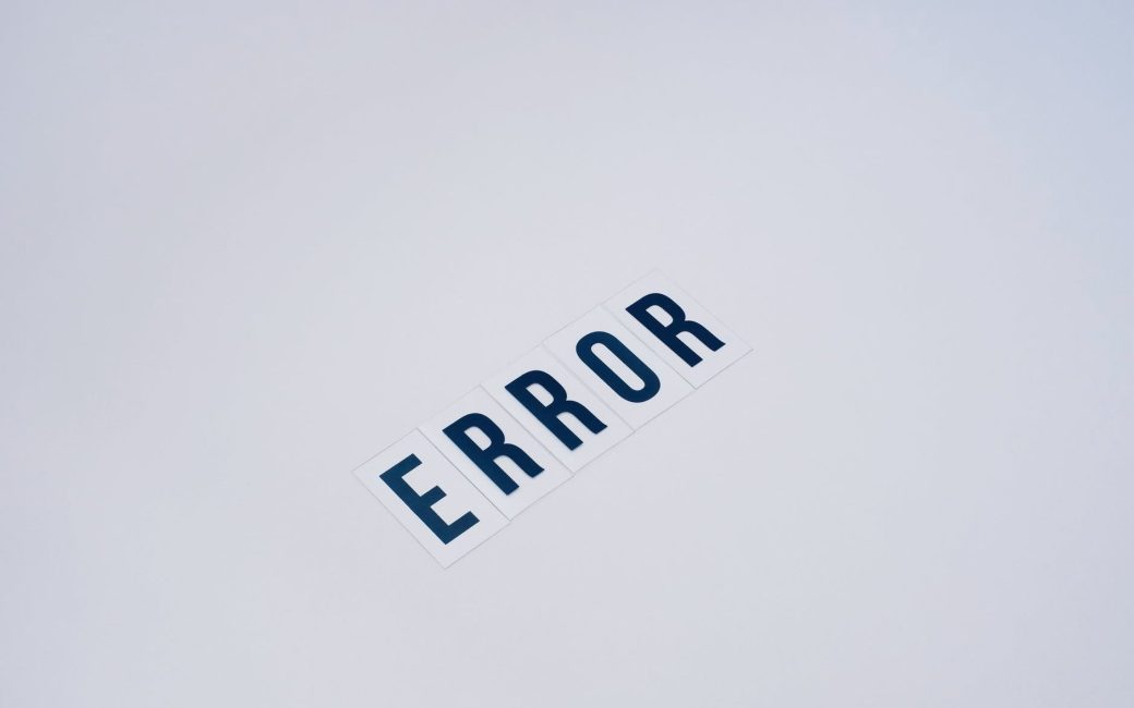 word error on white surface