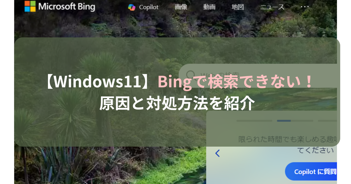 【Windows11】Bingで検索できない！原因と対処方法を紹介